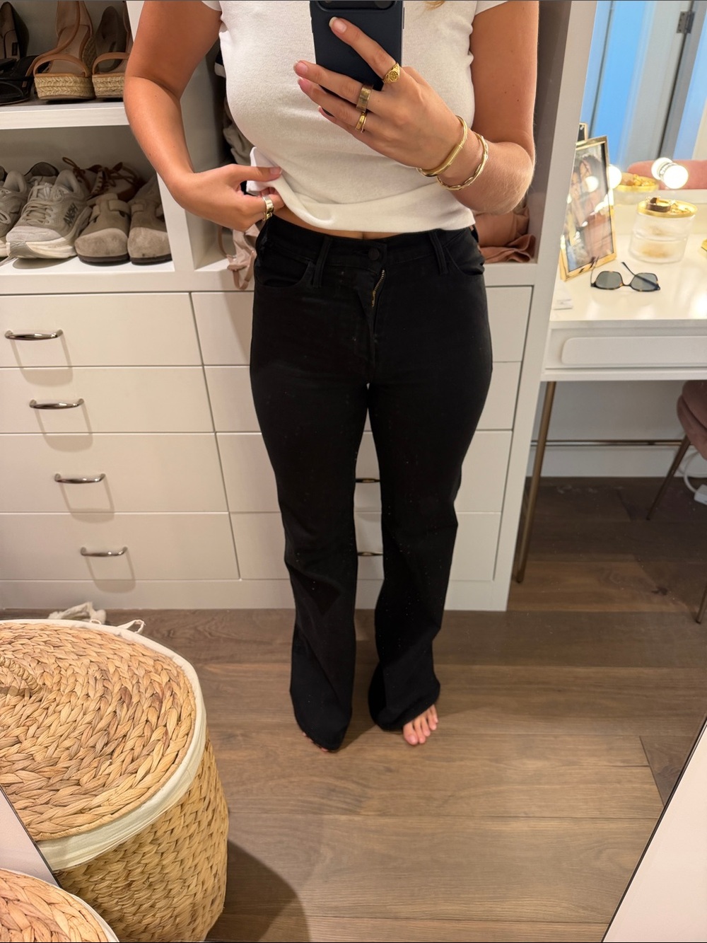 MOTHER Black Flare Jeans
